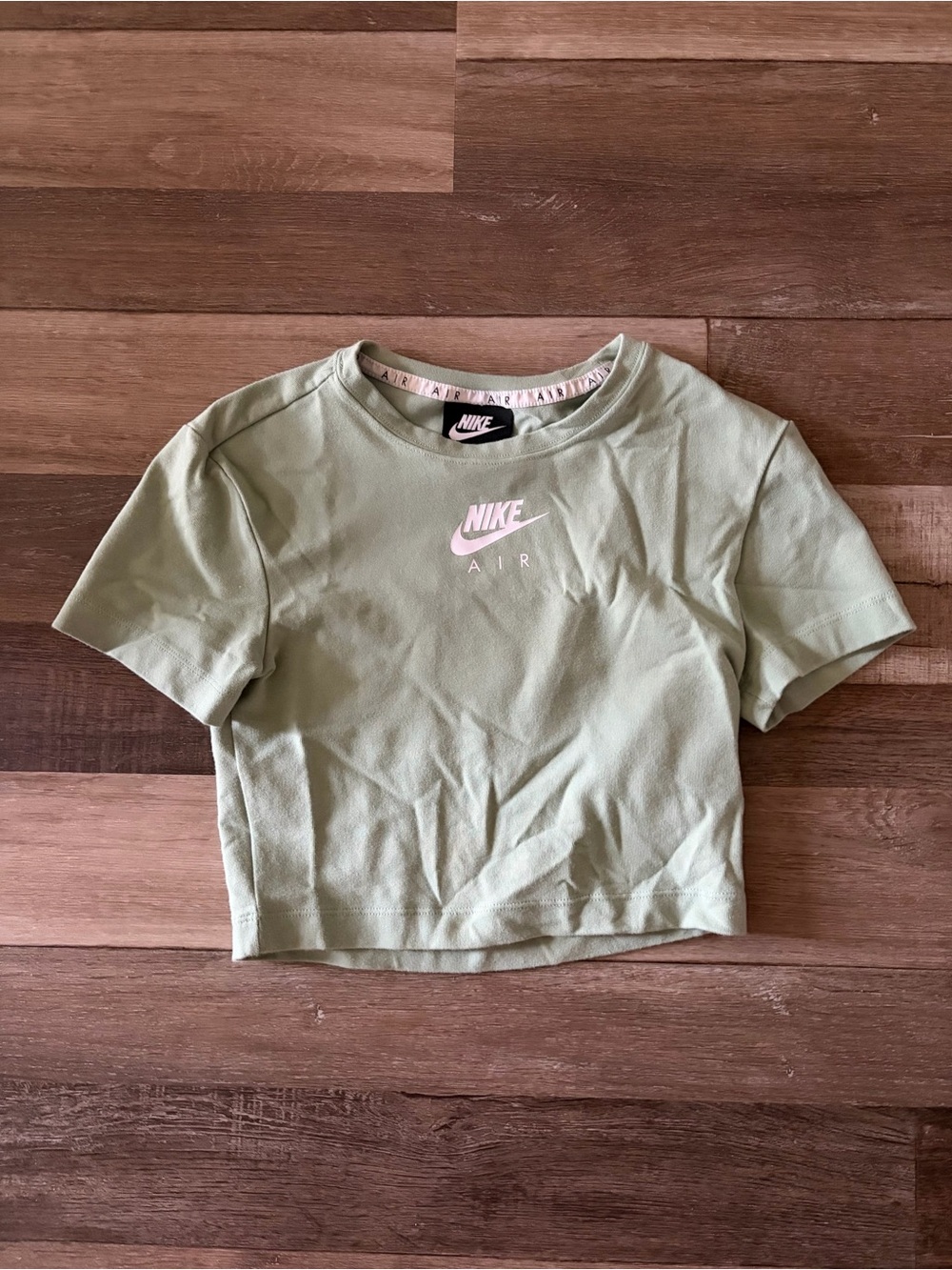 Nike Air Cropped T‑Shirt Sage Green with White Logo